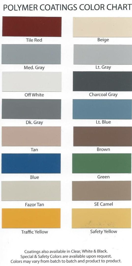 polymer coatings colors chart